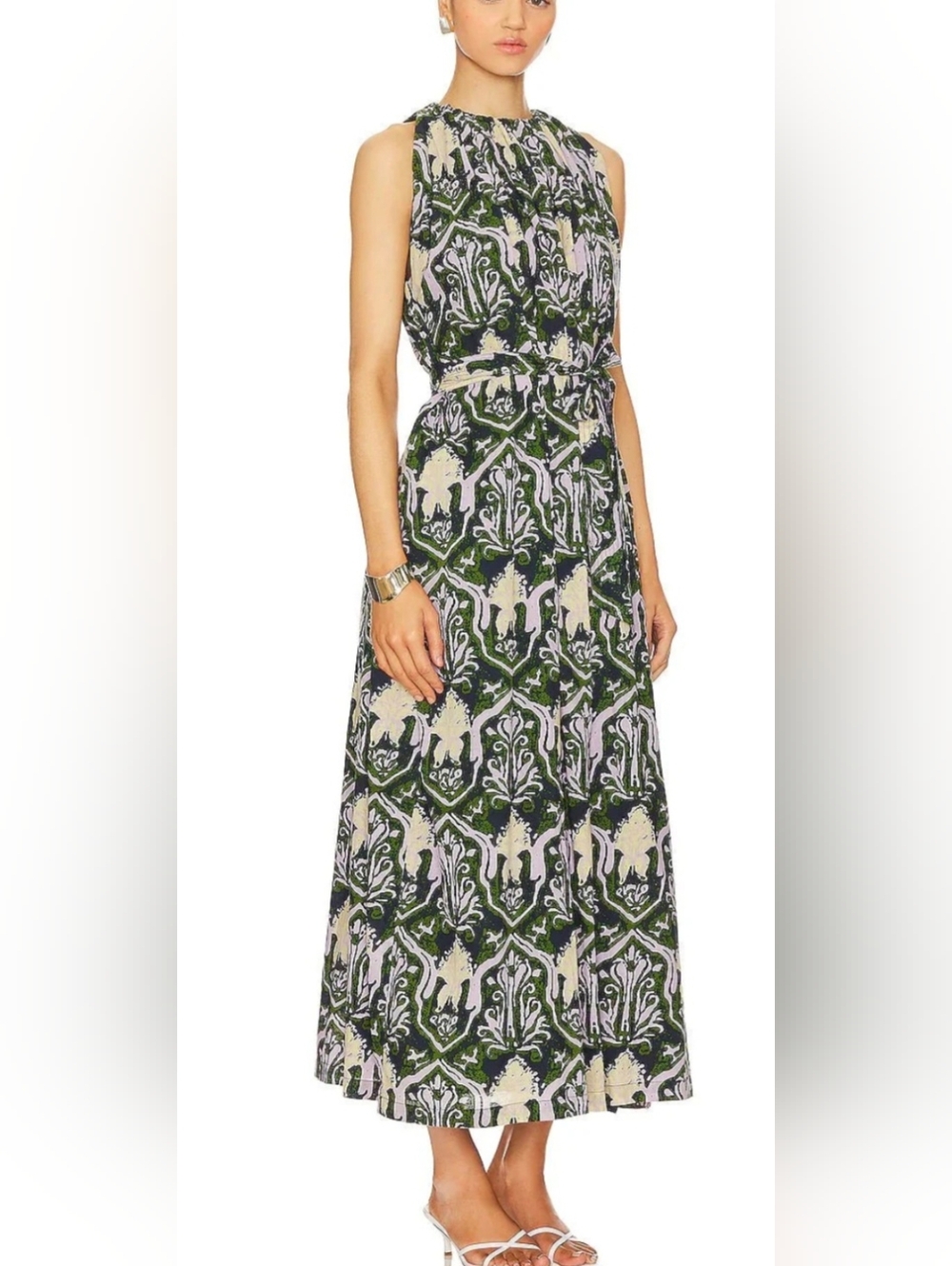 Cleobella Floral Abstract Print Sleeveless Green Patterned Belt Maxi Dress S NWT - Picture 5 of 10
